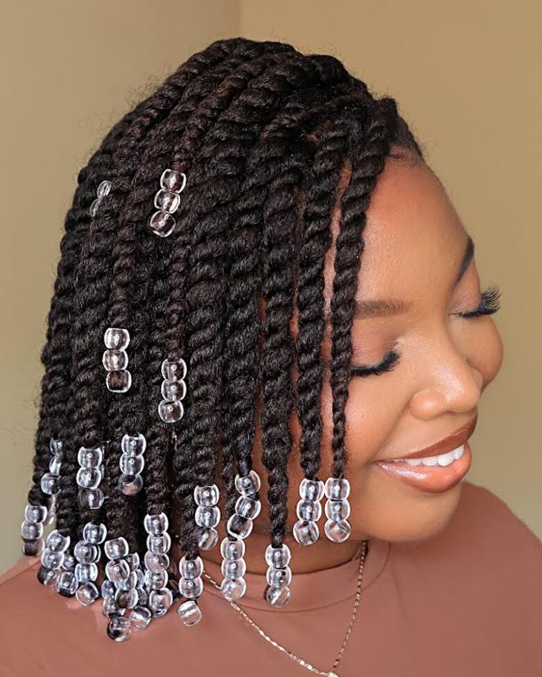 coiffures dreadlocks femme twist dreads avec perles - Luxe Digital