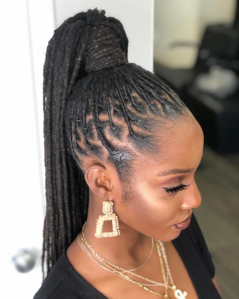 femmes dreadlock coiffures queue de cheval dreadlocks avec frange - Luxe Digital