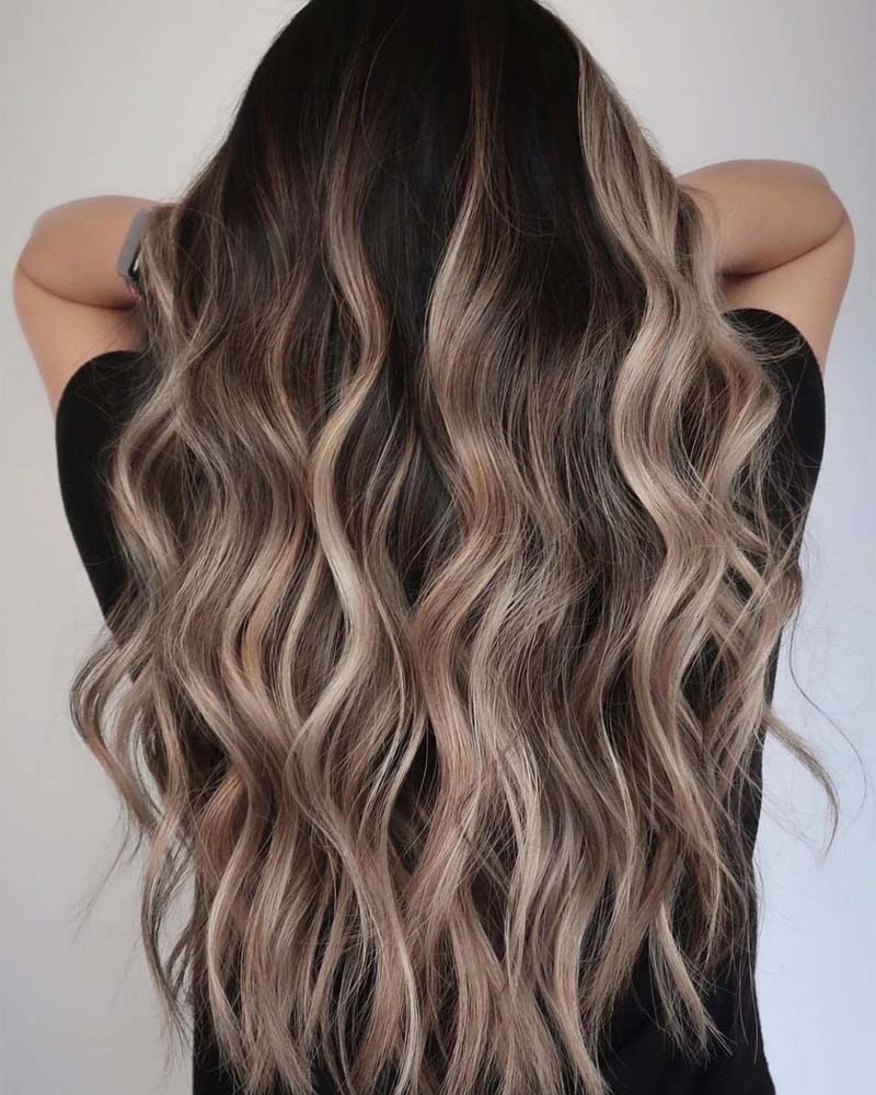 mèches cheveux noirs mèches balayage - Luxe Digital