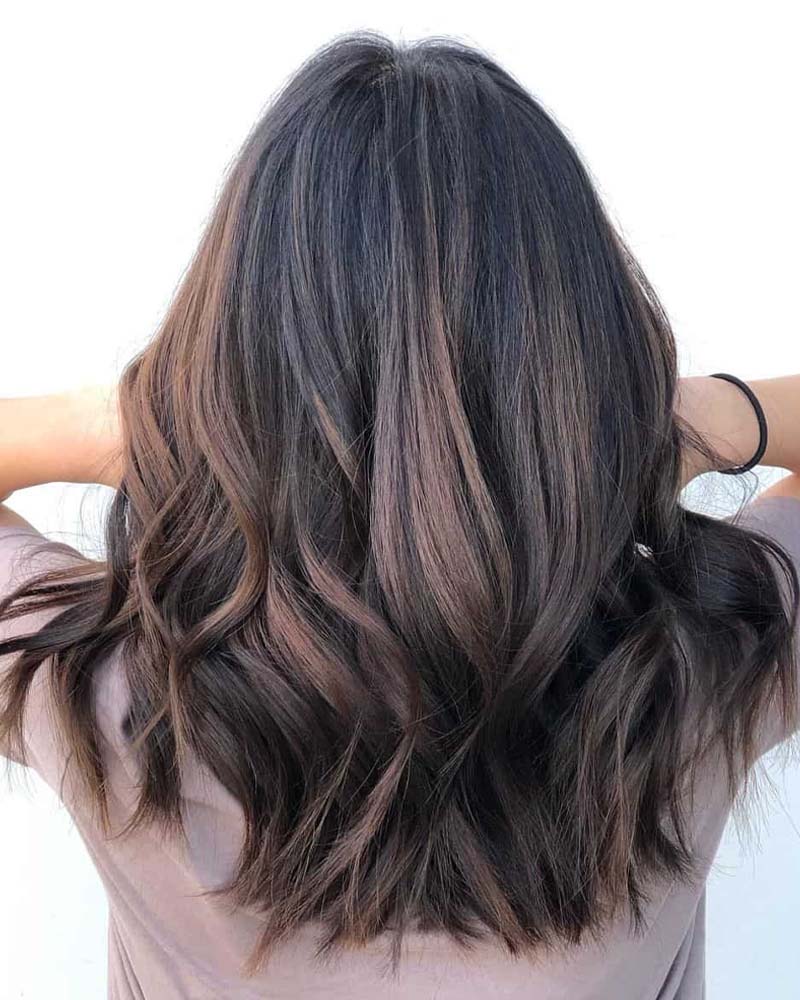 cheveux noirs mèches noir à brun ombre - Luxe Digital