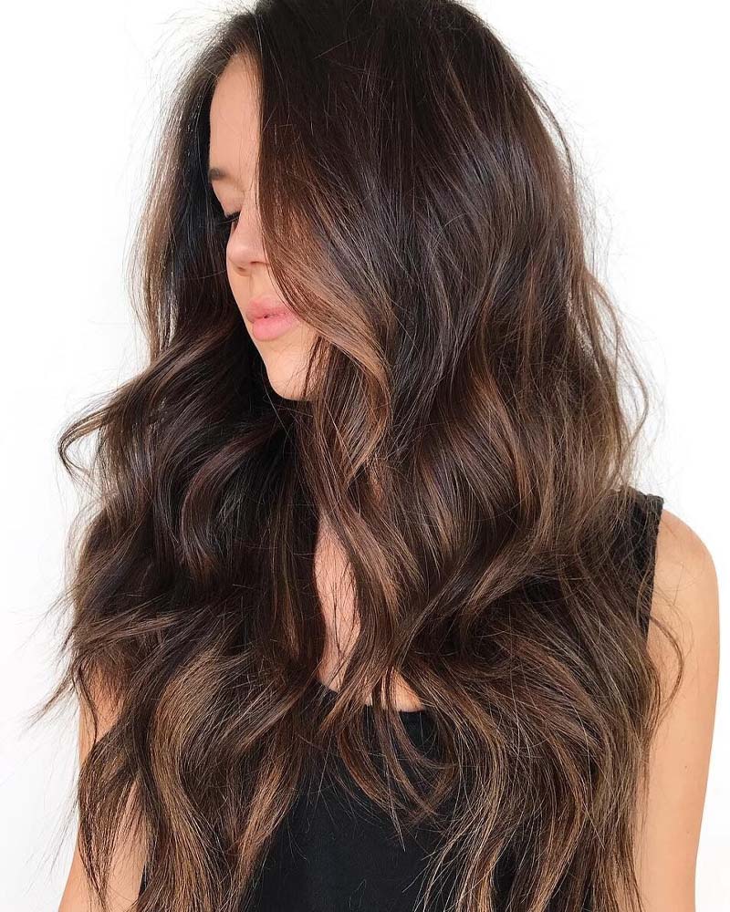 cheveux noirs mèches luxe châtain clair1 mèches sur cheveux foncés - Luxe Digital